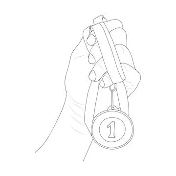 First place medal in hand vector sketch. Stock Illustration