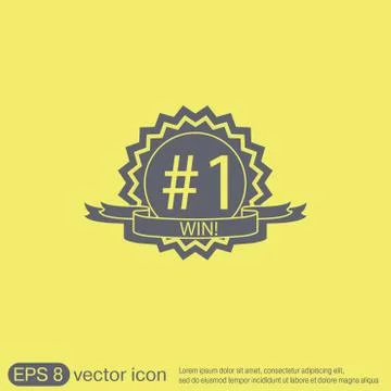 First place ribbon rosette icon. victory icon Stock Illustration