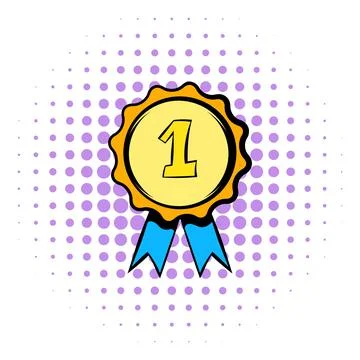 First place rosette icon, comics style Illustrazione stock