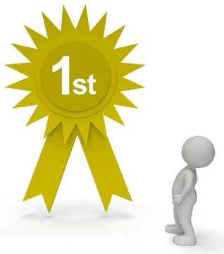 First Place Rosette Represents Progress Championship And Success 3d Rendering Illustrazione stock