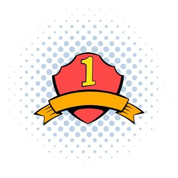 First place shield icon, comics style Stock Illustration