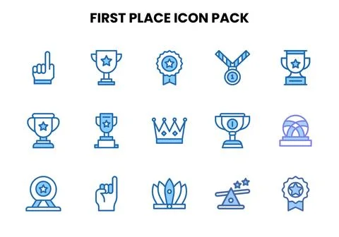 First Place Two Colour UI Icons Pack Stock Illustration