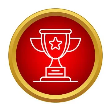 First place winner trophy awarding success achievement icon Stock Illustration