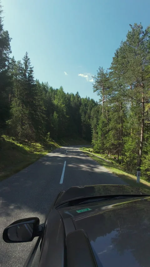 First point of view car driving on mountain road in alps. 库存影片 343733840