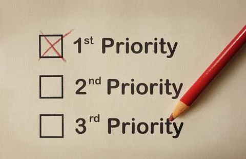 First priority marked on paper Stock Photos