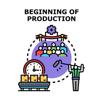 First production line startup activity launching process Stock Illustration