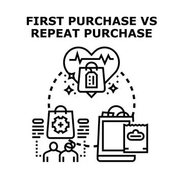 First purchase versus repeat purchase customer loyalty Stock Illustration