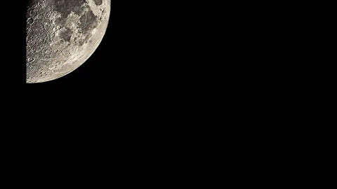 First Quarter And It's Craters Closeup - 4K timelapse 스톡 동영상 88927588