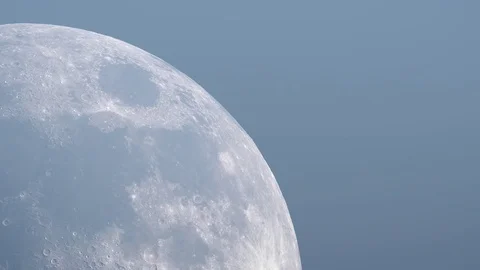 First Quarter Moon on blue sky, Moving Right, Extreme Zoom, 4K 스톡 동영상 84824306