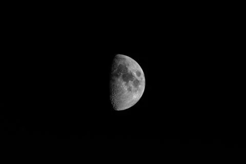 First Quarter Phase of the Moon Stock Photos