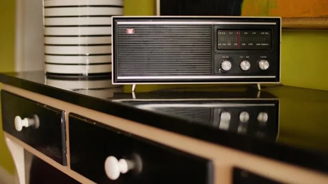 First report President Kennedy is dead on Vintage radio 4K Video stock 239481616