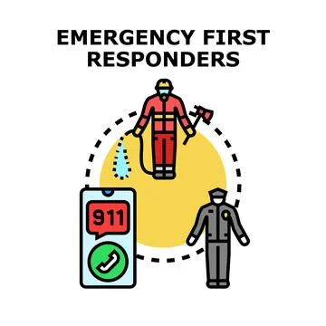 First responders emergency calling service vector illustration Stock Illustration