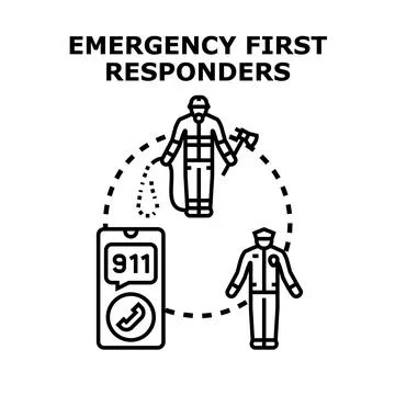 First responders emergency calling service vector illustration Stock Illustration