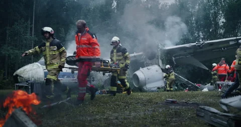 First Responders Saving Passengers From Plane Crash Stock Footage 295802517