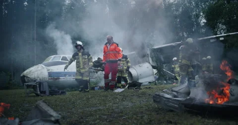 First Responders Saving Passengers From Plane Crash Stock Footage 295802802