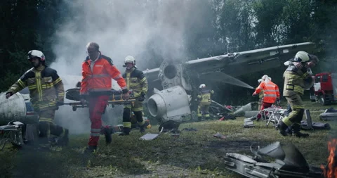 First Responders Saving Passengers From Plane Crash Stock Footage 295802903