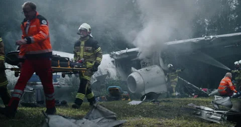 First Responders Saving Passengers From Plane Crash Stock Footage 295802994