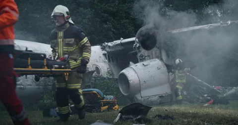 First Responders Saving Passengers From Plane Crash Stock Footage 295803280