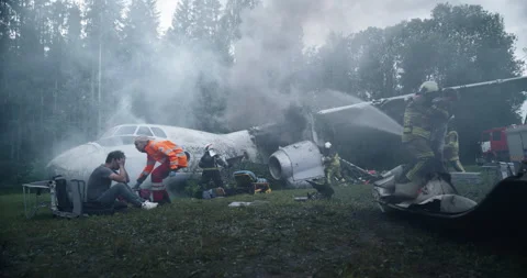 First Responders Saving Passengers From Plane Crash Stock Footage 295803339