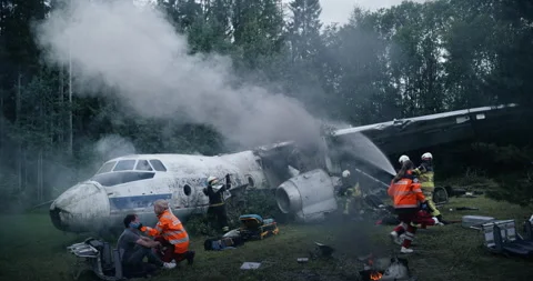 First Responders Saving Passengers From Plane Crash Stock Footage 295803482