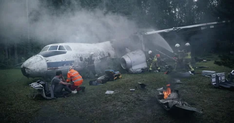 First Responders Saving Passengers From Plane Crash Stock Footage 295803613