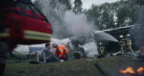 First Responders Saving Passengers From Plane Crash Stock Footage 295803732