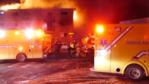 First responders transporting dead victim Stock Footage 105275980