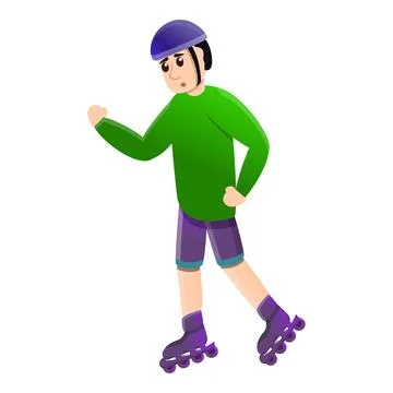 First ride inline skates icon, cartoon style Stock Illustration