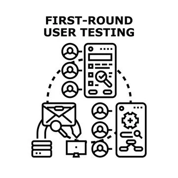 First round user testing for digital product development 스톡 일러스트
