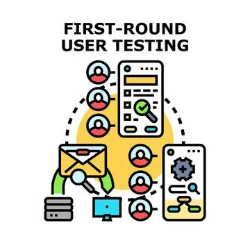 First round user testing for digital product development Illustrazione stock