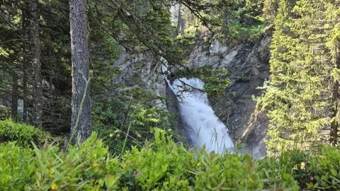 First Rutor waterfall, near La Thuile in Aosta Valley, Italy Stock Footage 311802007