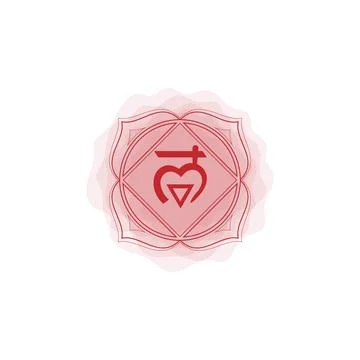 First sacral chakra of Muladhara sign. Icon with rounded circle smoke aura. E Stock Illustration