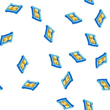 First sample production isometric icon seamless pattern 스톡 일러스트