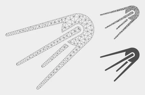 First Satellite Vector Mesh Network Model and Triangle Mosaic Icon 스톡 일러스트