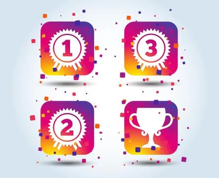 First, second and third place icons. Award medal. Stock Illustration