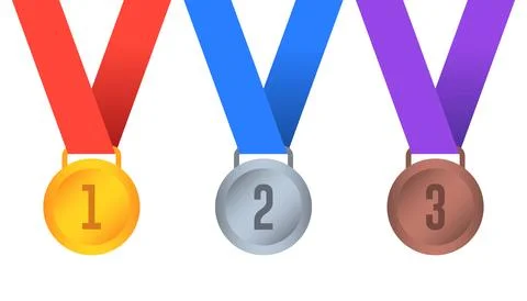 First second and third place medal set Stock Illustration