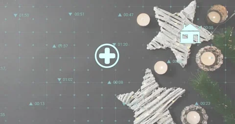 First second, bolt icon fading, drifting across grid, icons following to 스톡 동영상 317773075