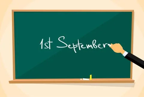 First September School Board Education Hand Draw Chalk Illustrazione stock