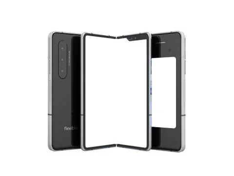 First serial flexible phone 3d render on white background no shadow Stock Illustration