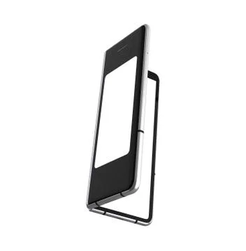 First serial flexible phone 3d render on white background no shadow Stock Illustration
