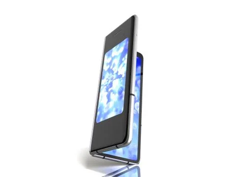 First serial foldable phone 3d render on white background Stock Illustration