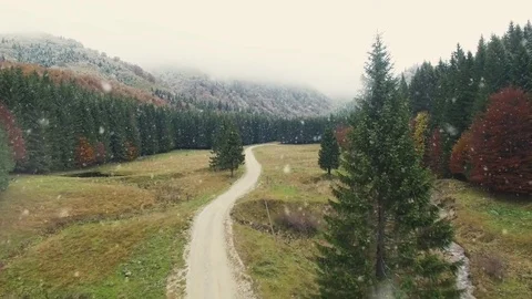 First Snow -Aerial Stock Footage 70574656