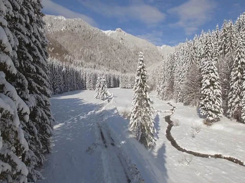 First Snow-Aerial Winter Stock Footage 72500288