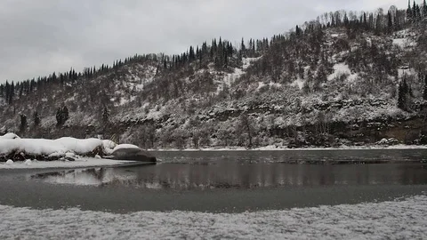 The First Snow In The Autumn Forest. Stock Footage 82220791