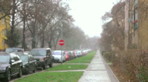 First Snow Blizzard In Prague City Stock Footage 59910983