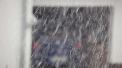 First snow, blurry snow flakes falling down Stock Footage 102318488