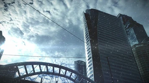 First Snow in the City Stock Footage 101215471