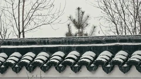 First snow falls - flying snowflakes - snow on tiles 動画素材 233579399