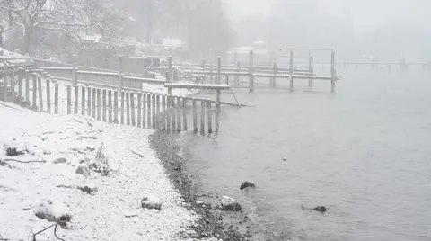 First snow at lake Constance 動画素材 45681831