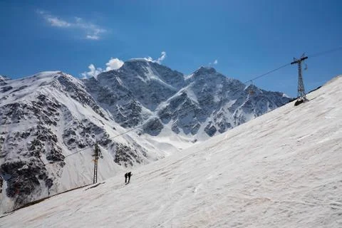 The first snow on mount Cheget. late autumn in the Caucasus Stock Photos